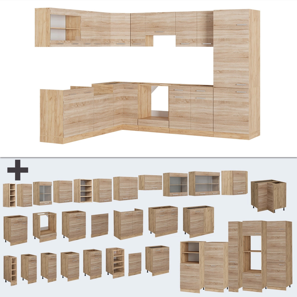 Cucina angolare completa R-Line Sonoma/Rovere dorato 287 x 227 cm, PL Rovere Vicco