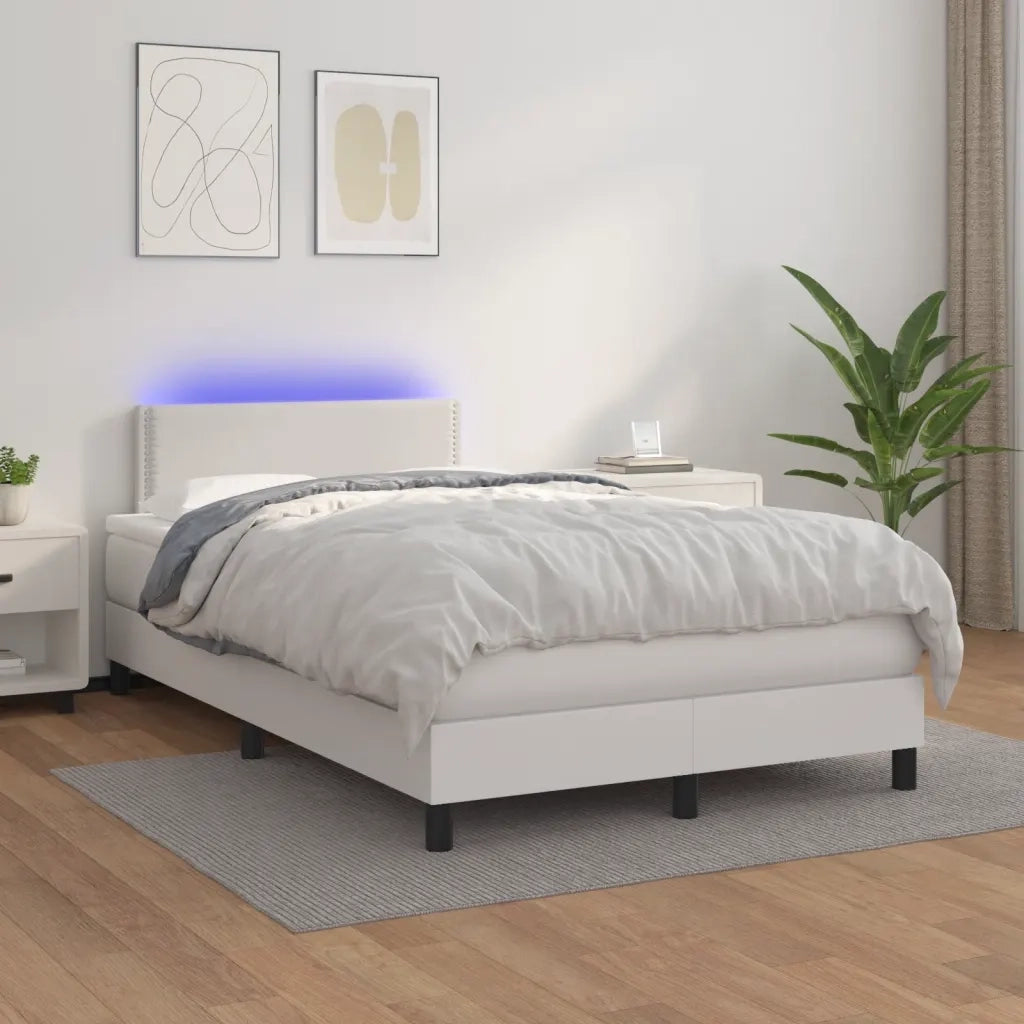 Giroletto Molle con Materasso e LED Bianco 120x200cm Similpelle 3134154