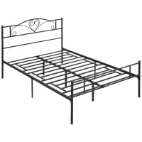 Struttura Letto Una Piazza e Mezza in Acciaio con Doghe Integrate, Testiera e Pediera, 140x200cm