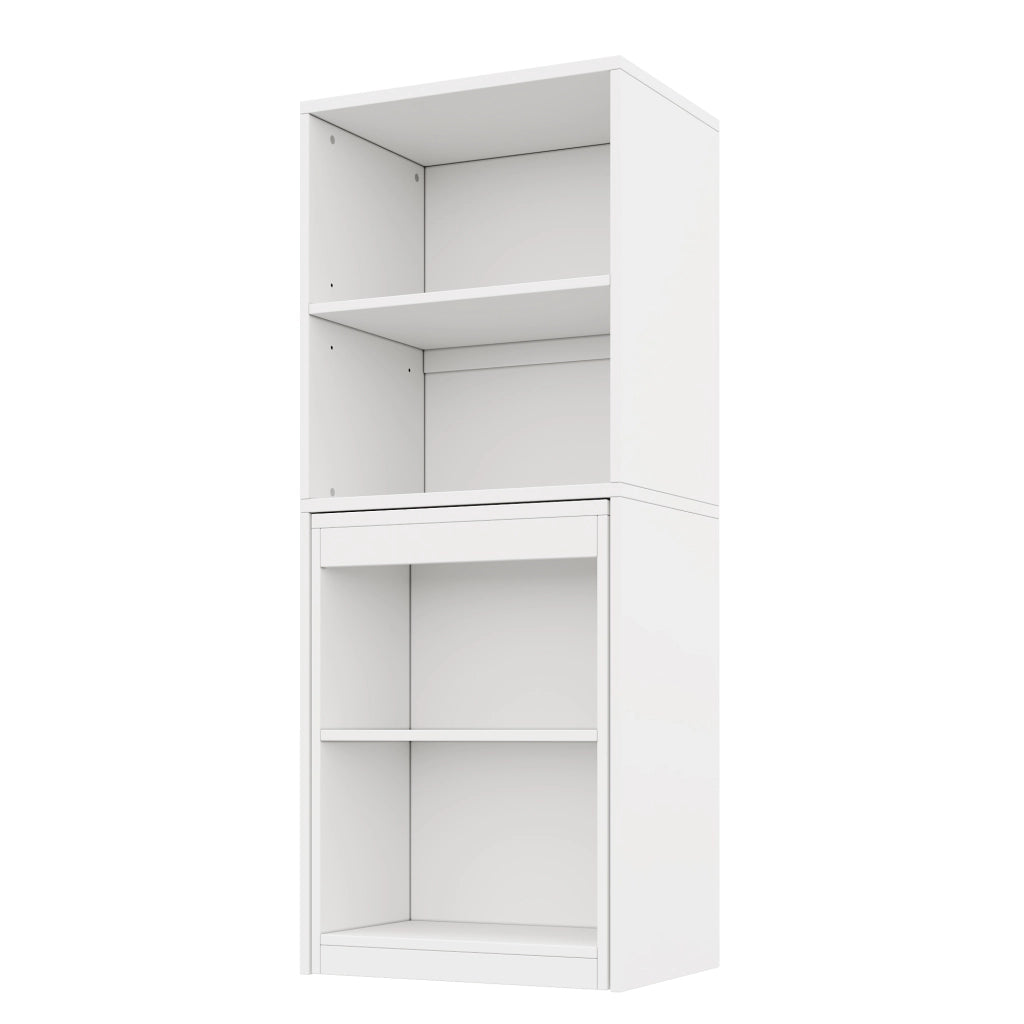 Scrivania Pieghevole con Armadio Integrato ¨C MINIMAL ¨C Bianco, 4 Ripiani, 130x51x137