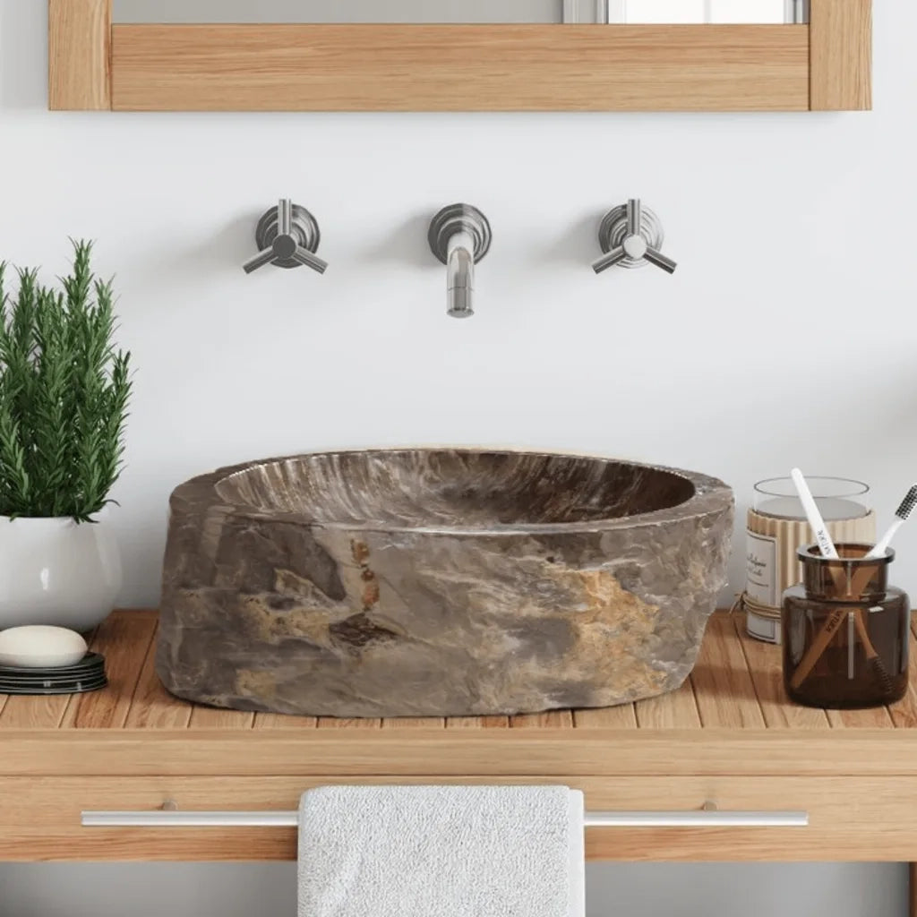 Lavandino 45x35x15 cm in Pietra Fossile Crema CFW9701395