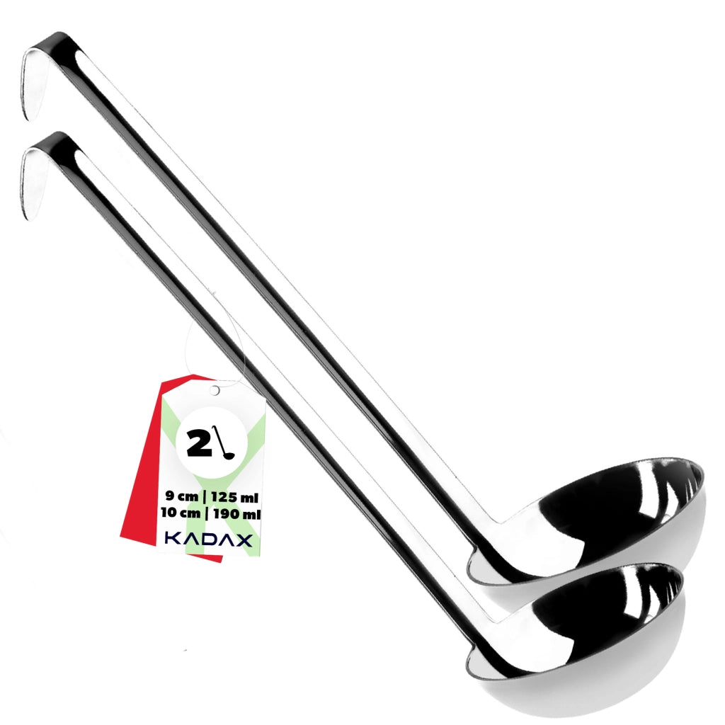 Set di mestoli in acciaio KADAX da 9+10 cm per zuppa e salse.