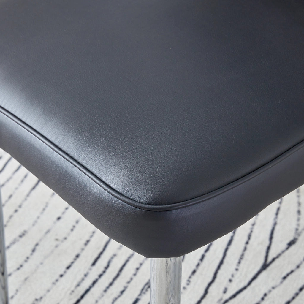 Sedie da pranzo set da 2 con schienale ergonomico e piedini regolabili, in PU, Nero