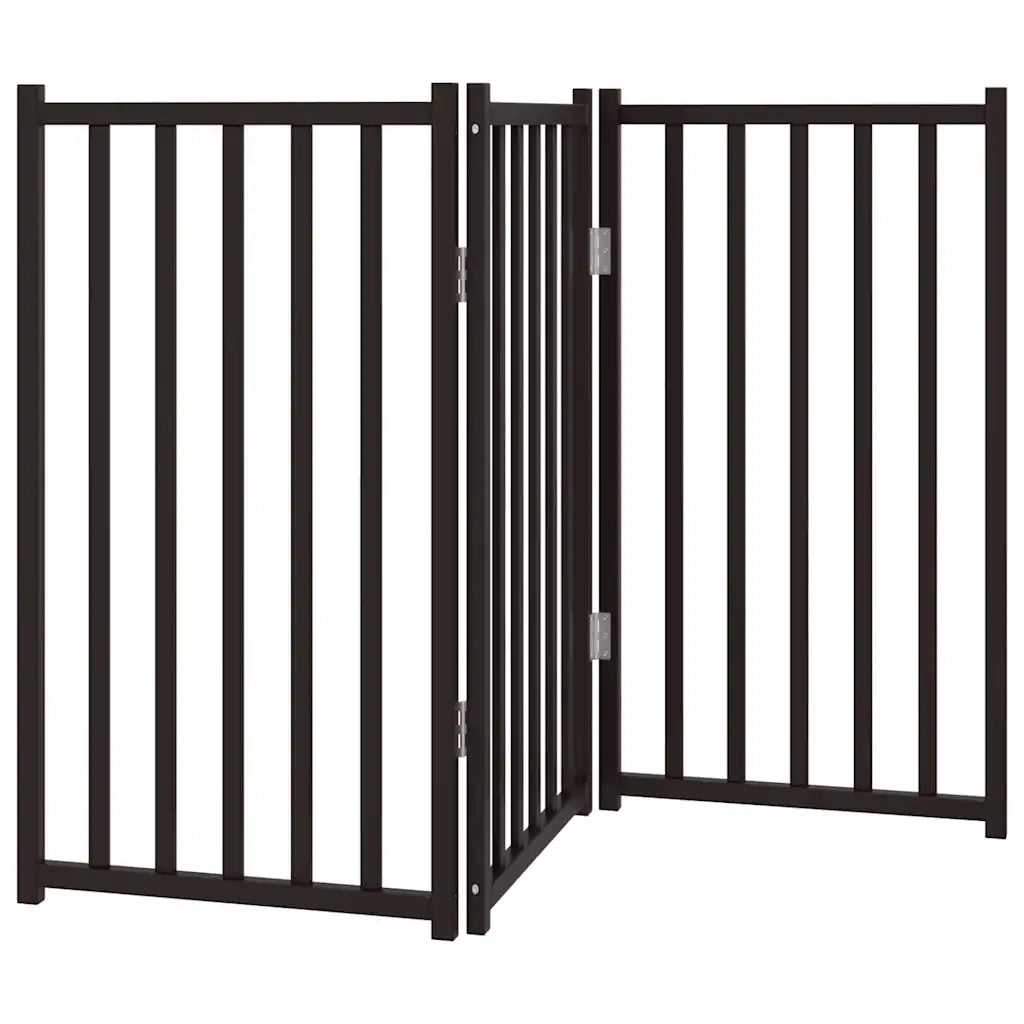 vidaXL Cancello Cani Pieghevole 3 Pannelli Nero 150 cm Massello Abete