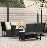 Set Divani da Giardino 3 pz con Cuscini in Polyrattan Nero