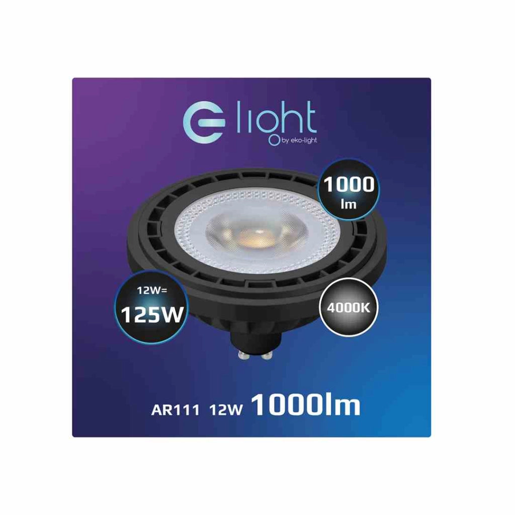 Lampadina LED ES111 GU10 12W 4000K nera Eko-Light