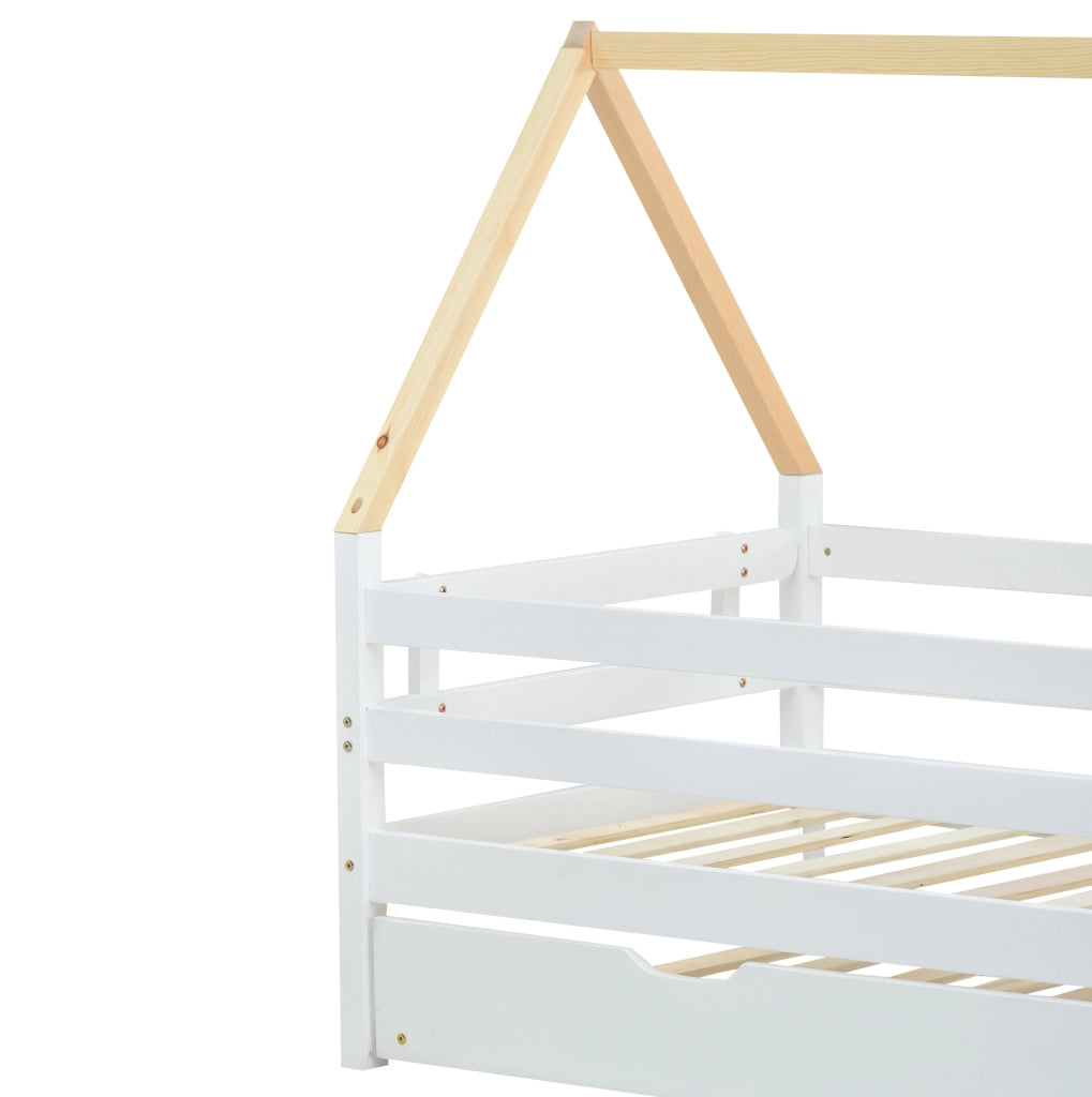 Letto a casetta con letto estraibile, sicuro e salvaspazio per bambini