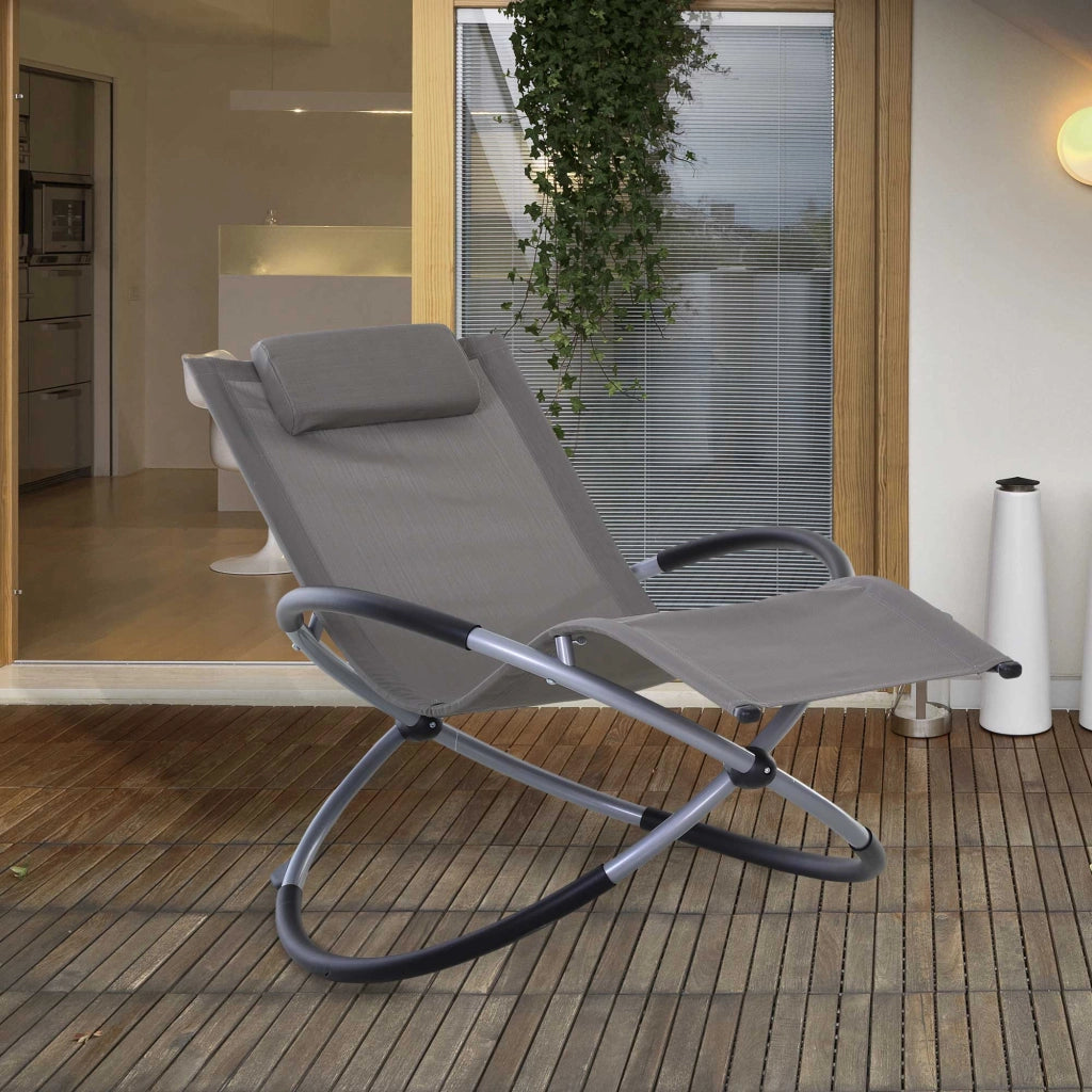 Poltrona a dondolo ¨C Zephmum ¨C Tessuto grigio 154x80x84cm