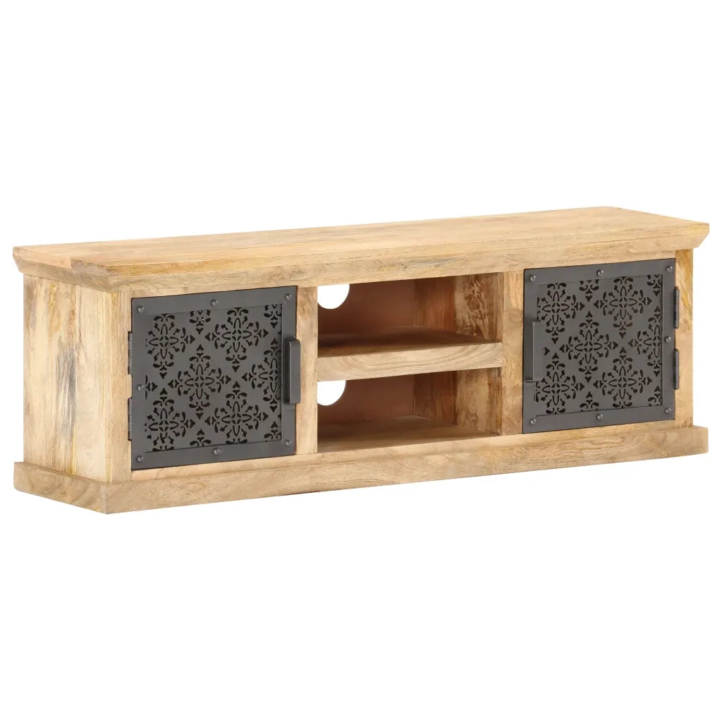 Mobile Porta TV Ante in Acciaio 120x30x40 cm Mango Massello 289095