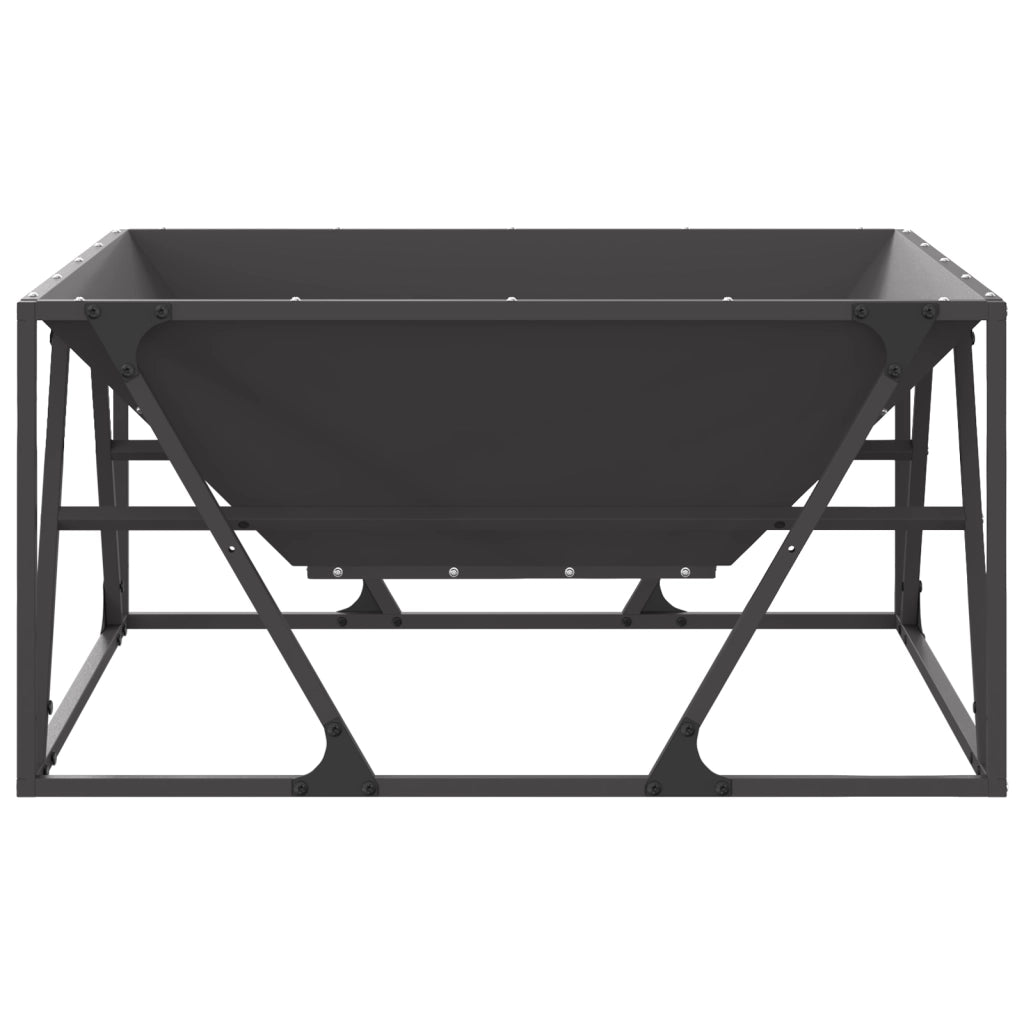 Braciere Quadrato Nero 80x80x40 cm Acciaio