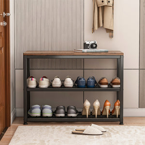 Armadio per scarpe con seduta, ampio ripiano industriale loft in legno retrò 62 cm