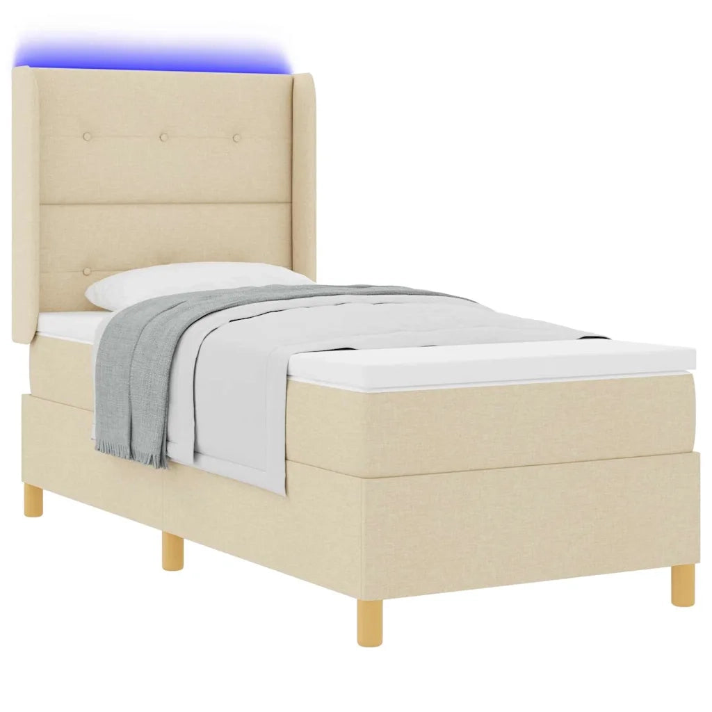 Letto a molle con materasso Crema 140 x 200 cm Tessuto