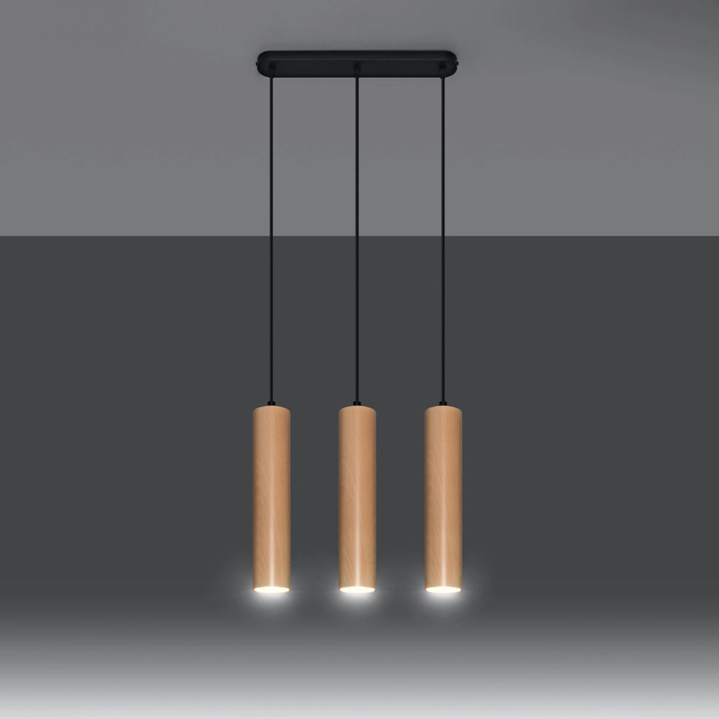Lampadario CASANO Pure Lume 3 luci GU10 nero/legno