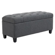 Panca Imbottita con Vano Portaoggetti e Poggiapiedi per Salotto, Camera da Letto, Ingresso, 100 x 40 x 44 cm, Grigio Scuro