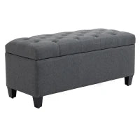 Panca Imbottita con Vano Portaoggetti e Poggiapiedi per Salotto, Camera da Letto, Ingresso, 100 x 40 x 44 cm, Grigio Scuro