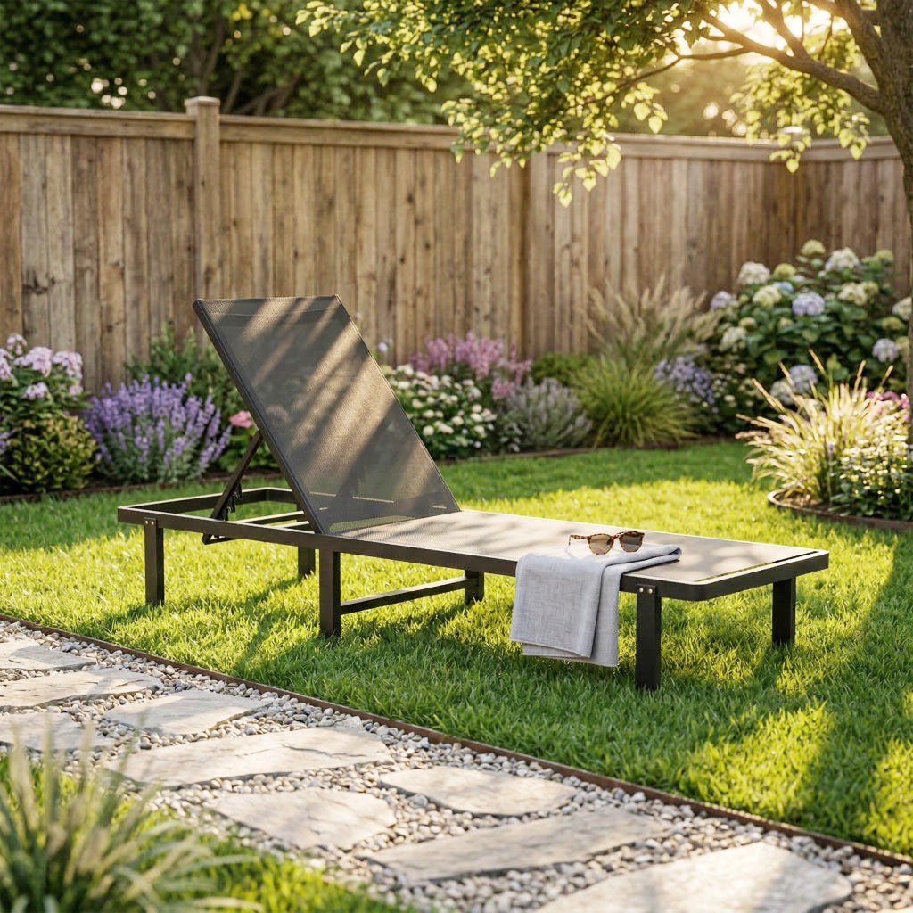 Transat da Giardino con Rotelle ¨C zephmum ¨C Textilene 530g/m2 Grigio Scuro