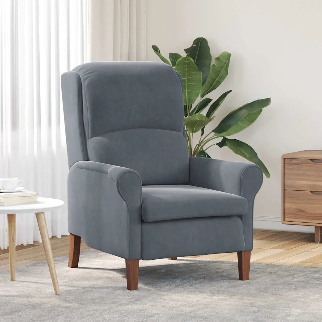 Poltrona-Divano Sedia-Poltroncina Grigio scuro Velluto 832551