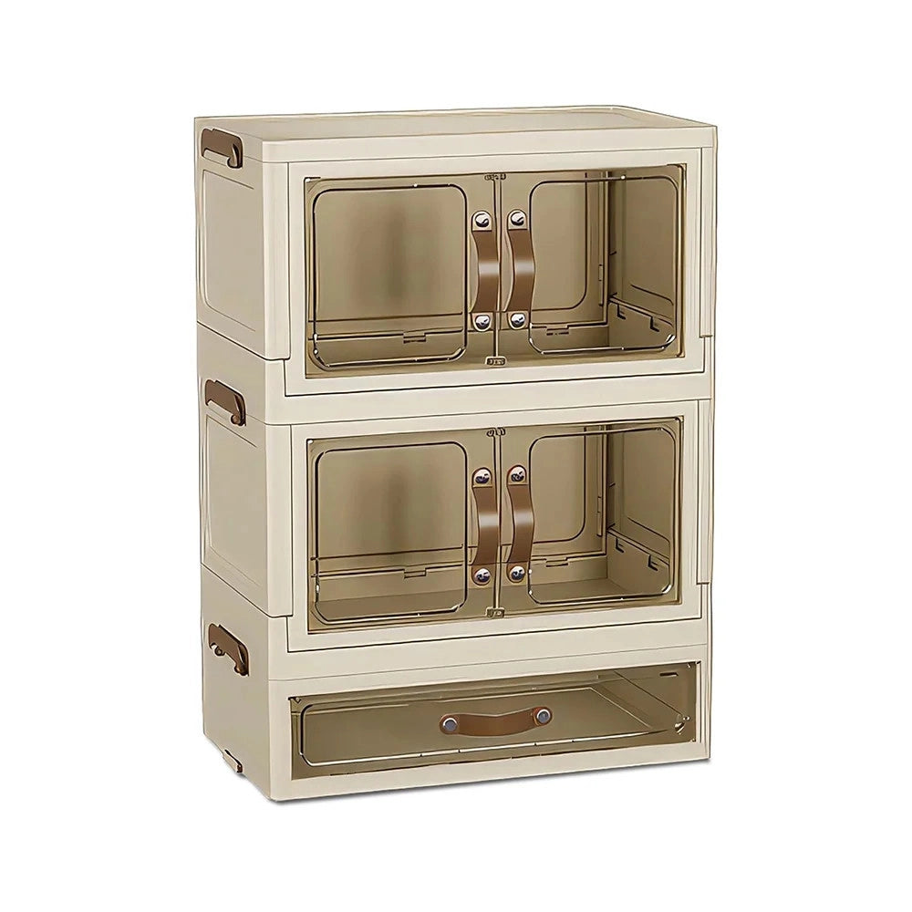 Trade Shop - Mobiletto Organizer Pieghevole A 2 Ripiani Con Cassetto Armadietto Da Scrivania Camera -