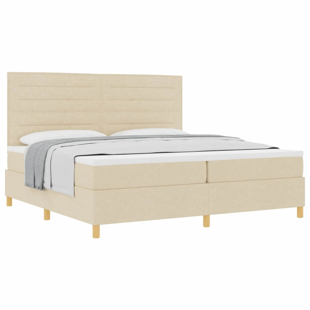 Letto a molle con materasso Crema 200 x 200 cm Tessuto 3339572