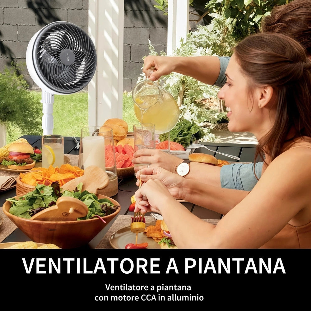 Trade Shop - Ventilatore A Piantana 90 W Con Motore Cca 3 Velocità Altezza 100cm 5 Pale Da 10" -