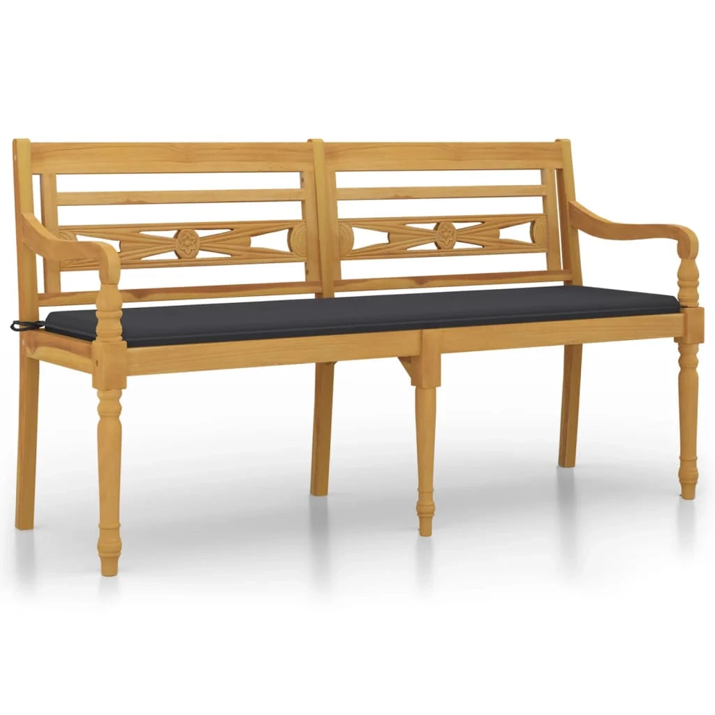 Panca da giardino mobili da esterno per patio mobili da terrazza con cuscino antracite 150 x 50 x 3 cm legno massello di teak 02_0011039