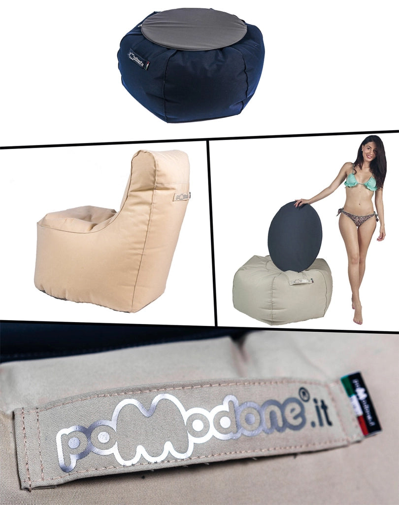 Poltrona Pouf e Tavolino in Acrilico Pomodone Giallo