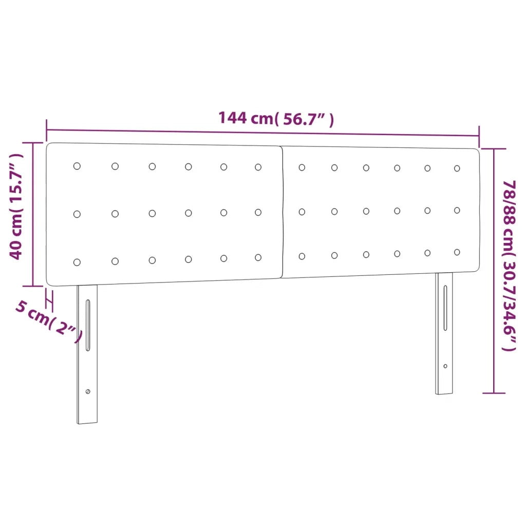 Testiera a LED-Testata con LED Nera 144x5x78/88 cm in Similpelle 386580