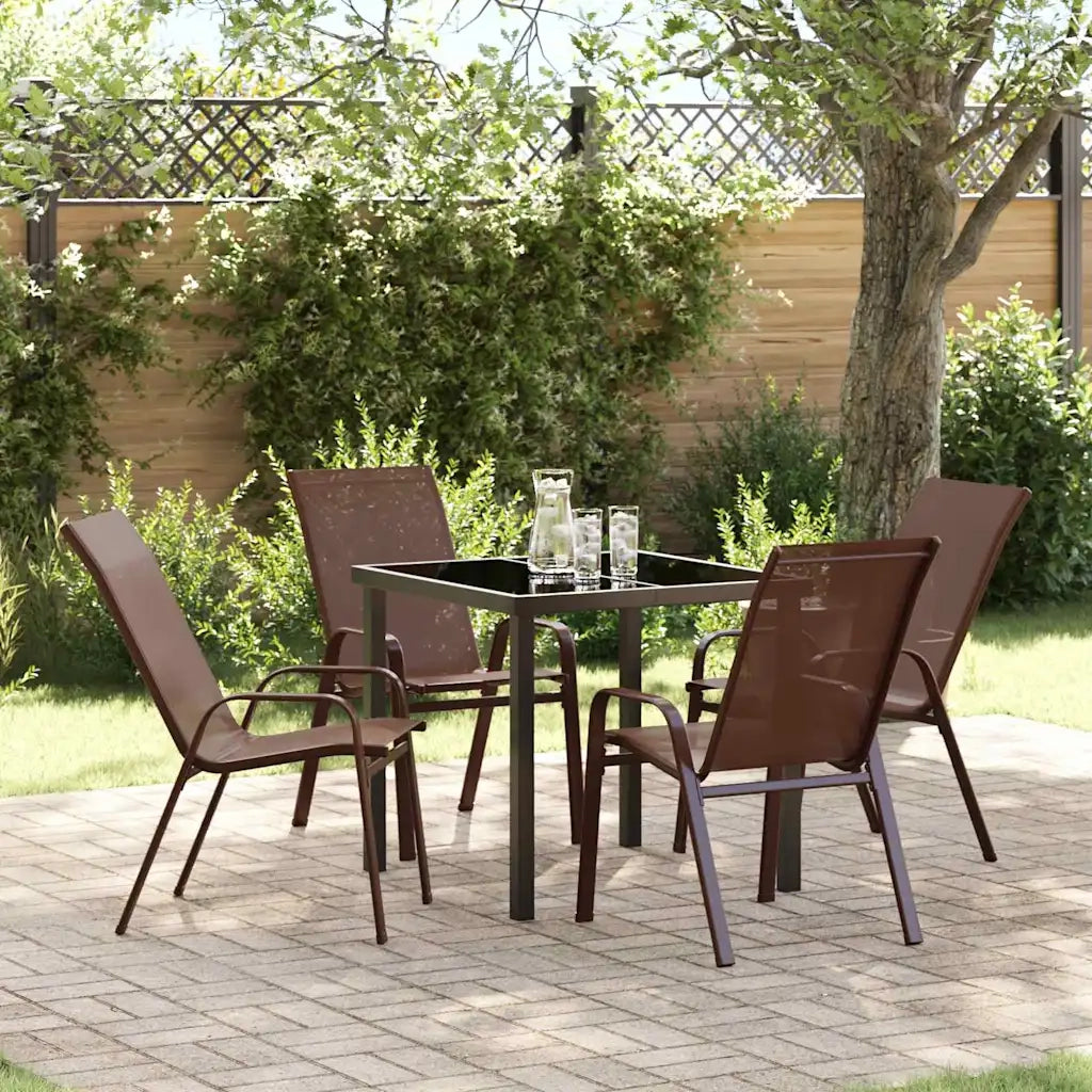 Set da Pranzo per Giardino 5 pcs Marrone e Nero 3379129