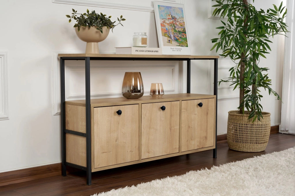 Credenza in legno "Solace" - 120 x 30 x 77 cm - Beige