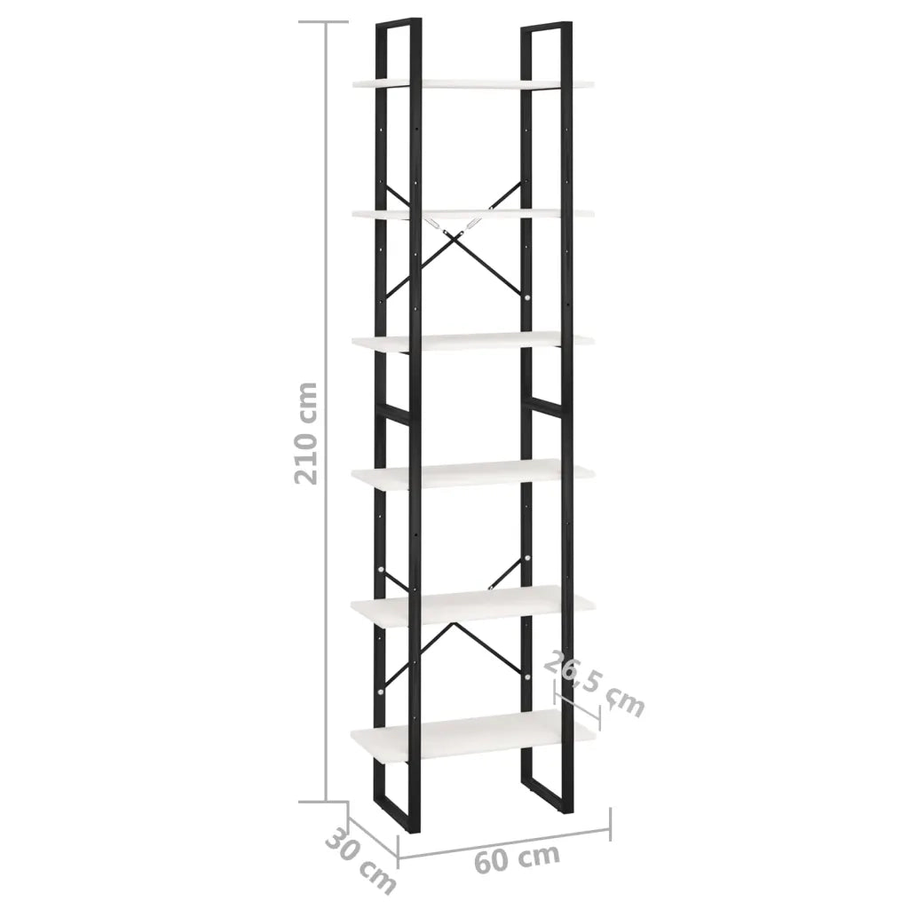 Scaffale Bianco 60x30x210 cm in Legno Massello di Pino