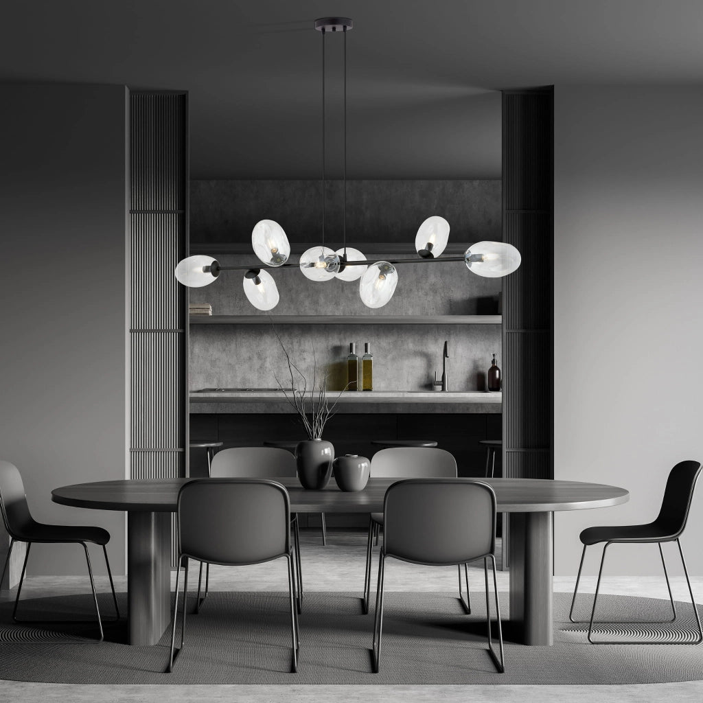 Lampadario Emibig Pandora 8xE14 vetro trasparente nero