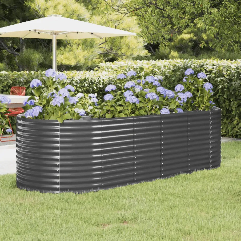 Fioriere | Cassetta per fiori | Letto da Giardino in Acciaio Zincato 249x100x68 cm Antracite