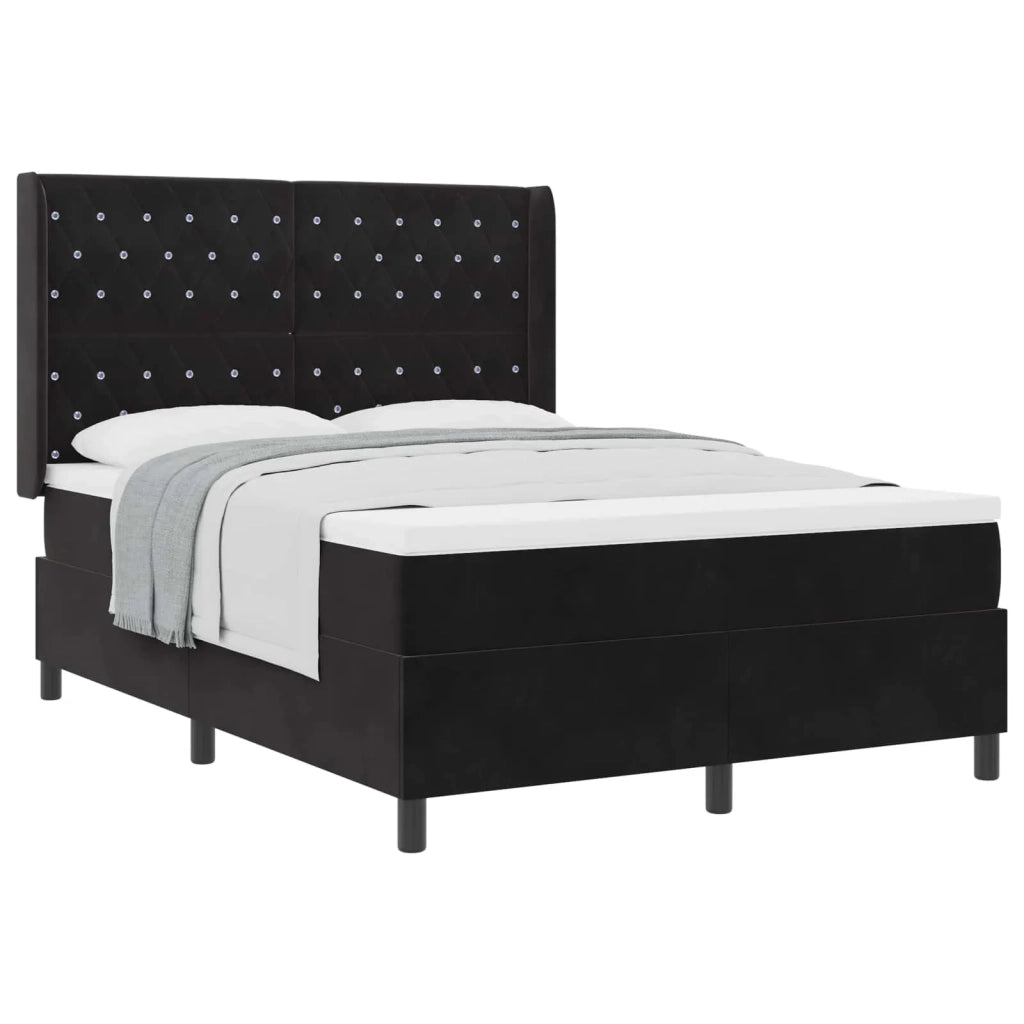 Letto a molle con materasso Nero 140 x 200 cm Velluto 3341956