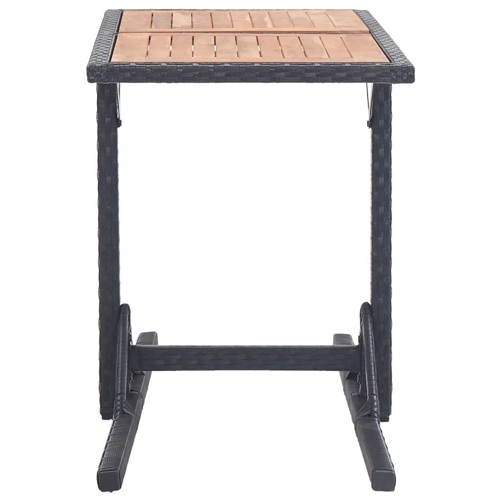 Tavolo da Giardino Nero cm in Massello di Acacia e Polyrattan 46456