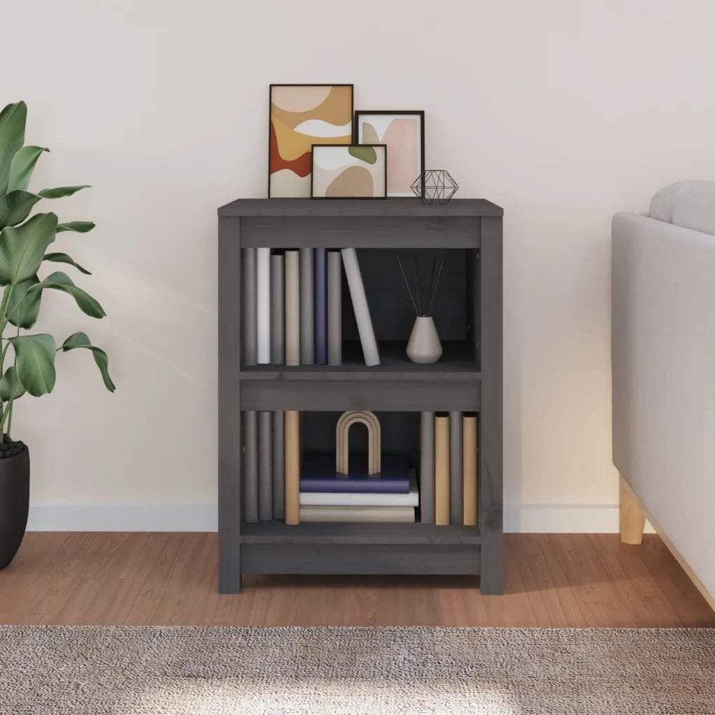 Libreria Grigia 50x35x68 cm in Legno Massello di Pino 821701