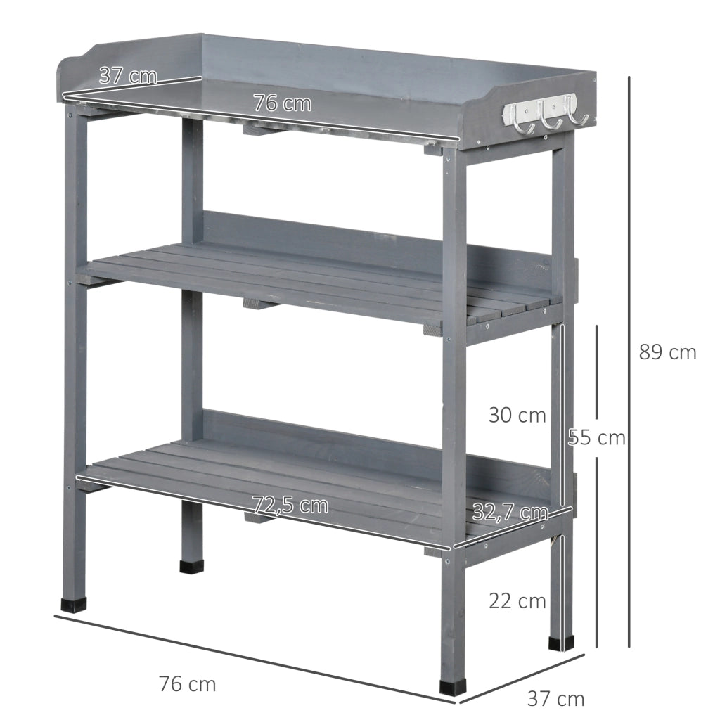 Tavolo da giardino per piante con piano metallo ¨C zephmum ¨C grigio 76x37x89 cm