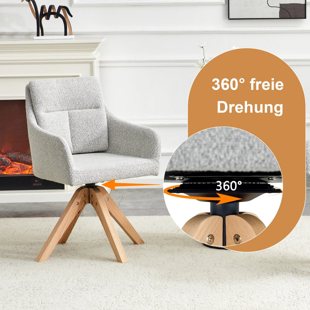SEDIA Girevole Set da 2 pezzi 87 cm Tessuto grigio chiaro e legno massello