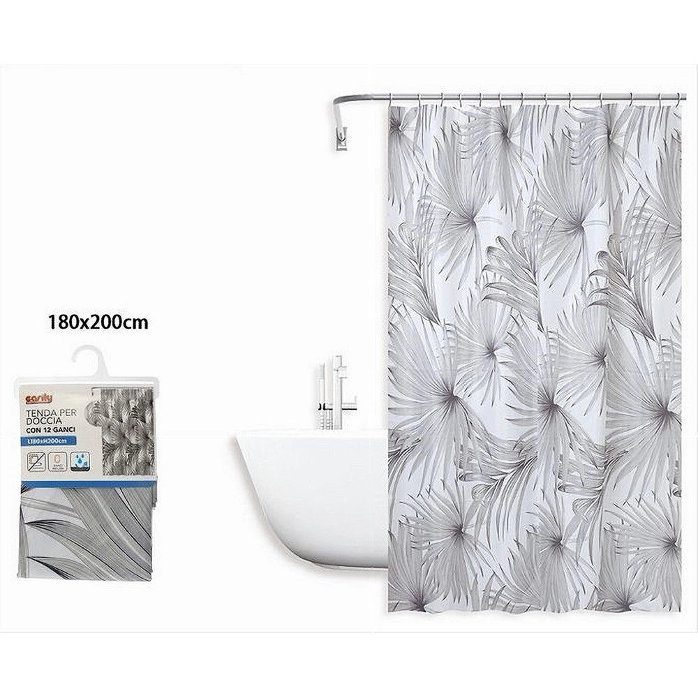Trade Shop - Tenda Doccia Antimuffa Impermeabile 180x200cm Con 12 Anelli Bagno Tropicale 87076 -