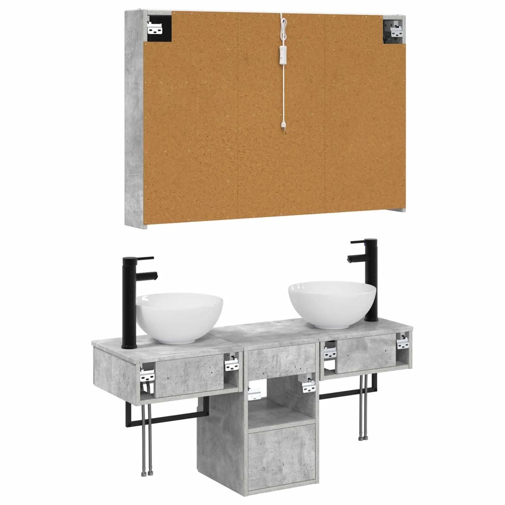 Set di Armadi da Bagno 4 pcs Grigio Cemento 3406266