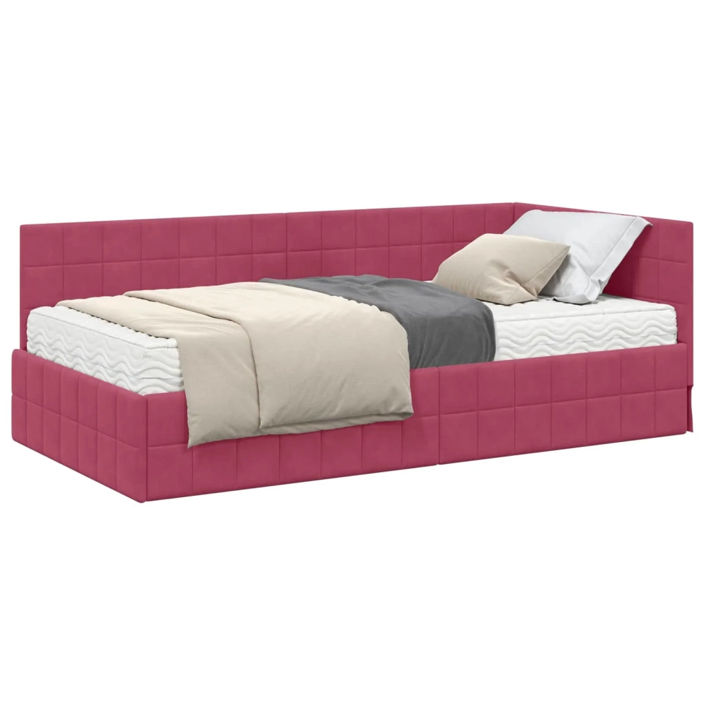 Struttura Letto Angolare con Materasso 2 pz-Giroletto con materasso Verde Velluto 871601