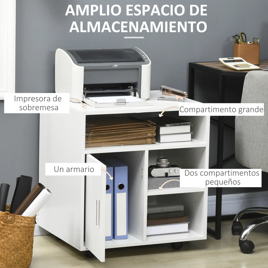 Armadio con Ruote Multifunzionale ¨C zephmum ¨C Bianco 60x50x65,5 cm