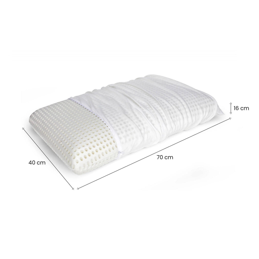 Talamo Italia Cuscino per Basilico, 100% Made in Italy, Guanciale sfoderabile a "saponetta" in Memory Foam forato, Anallergico e Traspirante, 70x40xh16 cm.