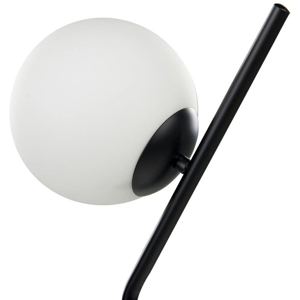 Lampada da tavolo bianca e nera con paralume in vetro Asta in ferro 45 cm Telaio Luce singola Design moderno Accessori per la casa Soggiorno