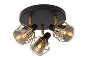 Plafoniera Lucide NILA nera 3 luci E14 Ø36cm metallo