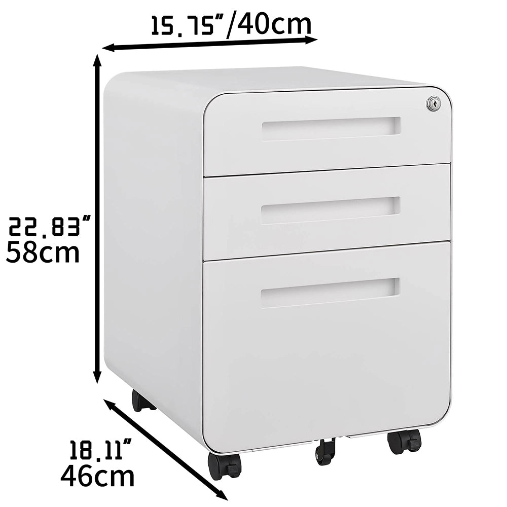 Armoire a dossiers mobile - Xylo - 3 cassetti 5 ruote - Bianco resistente umidita