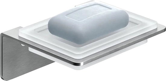 Sacchetto di sapone per montaggio a parete, con fori predrillati, di vetro, sacchetto di sapone con cassetto nascosto in acciaio inossidabile, per bagno e cucina