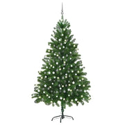 Albero di Natale Preilluminato con Palline Verde 210 cm 3077728