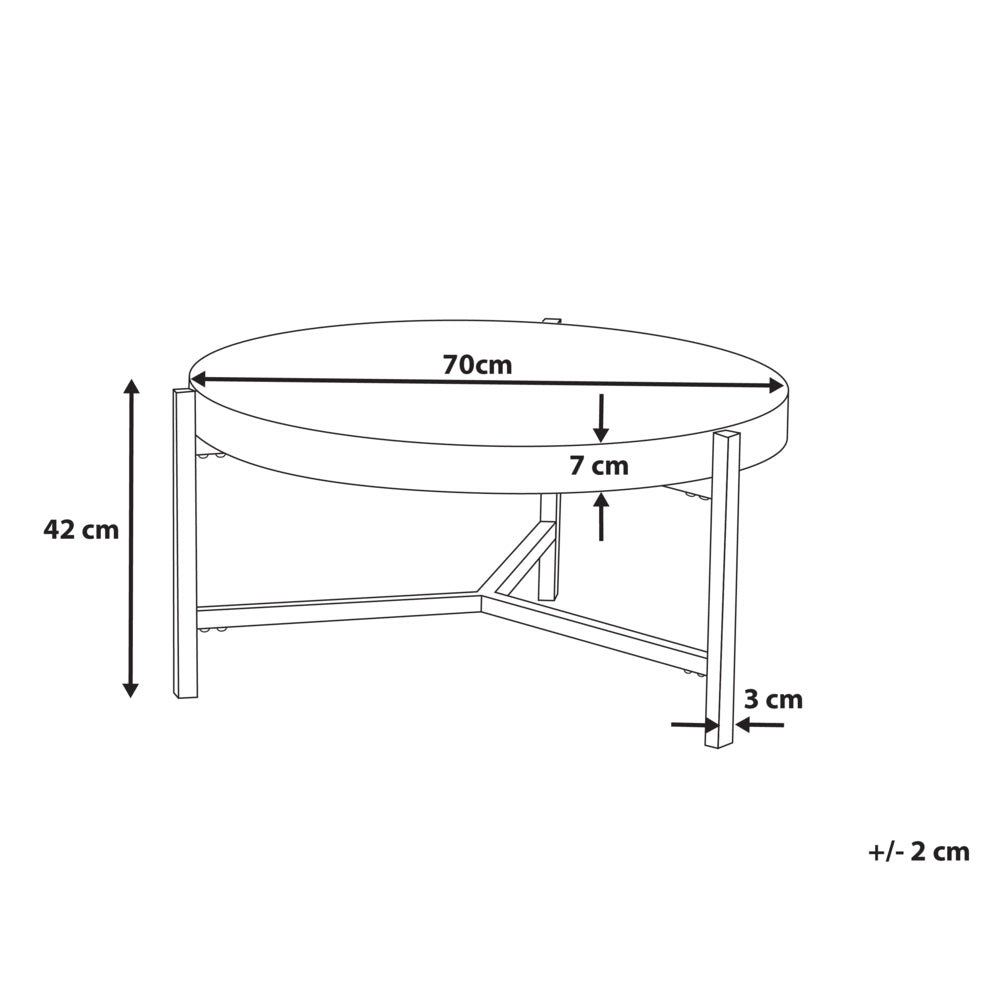 Tavolino Grigio Effetto Cemento Piano Gambe in Metallo Nero 75 cm Rotondo Moderno Soggiorno Industriale