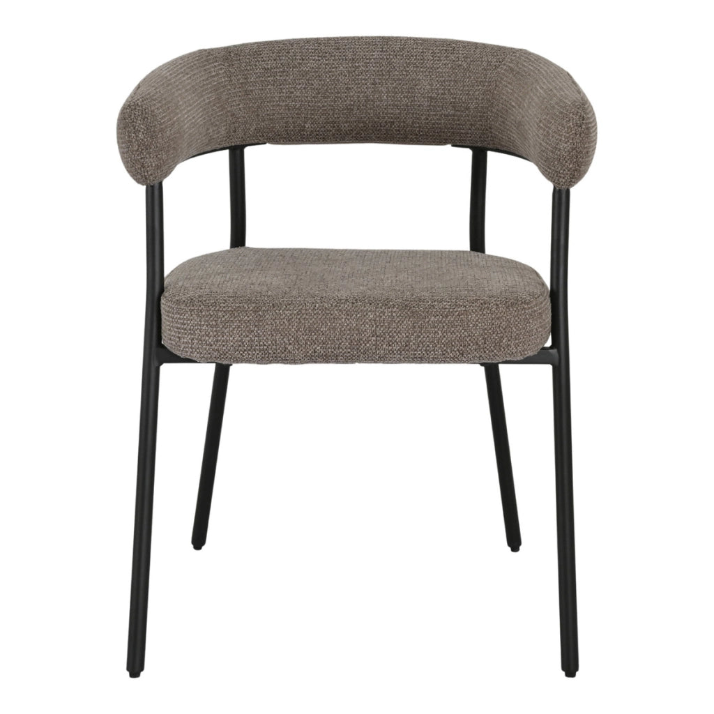 Set 2 sedie da pranzo Trivio in tessuto marrone con gambe in acciaio grigio