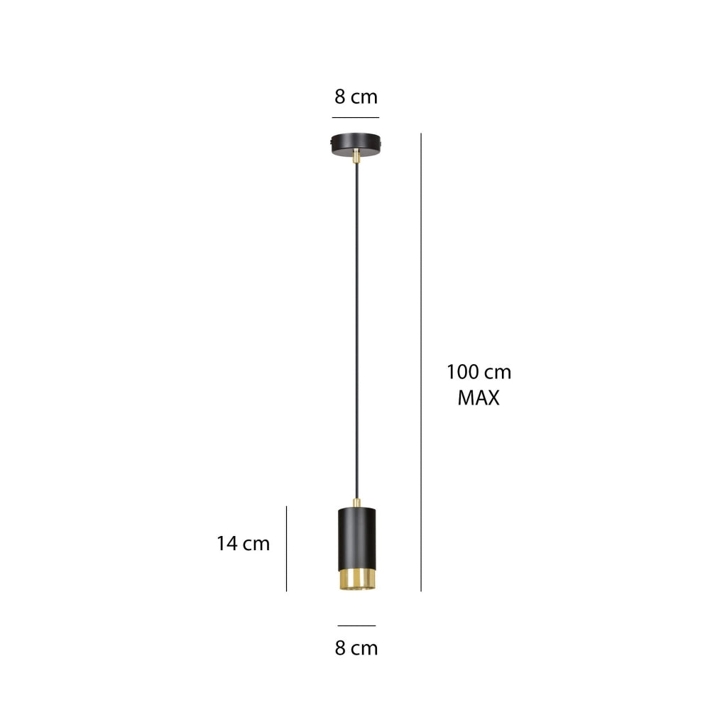 Emibig Fumiko lampada a sospensione nero oro GU10 Ø8 cm